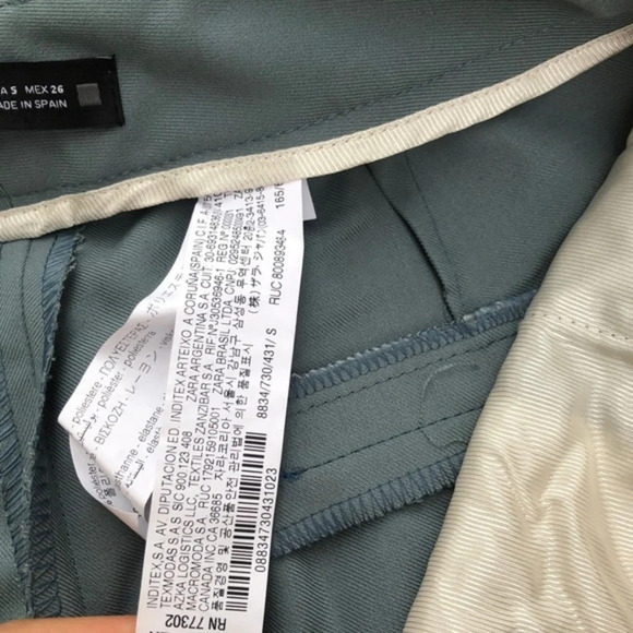 Zara Stretch High Rise Straight Leg Trouser Pants Gray Small - Picture 11 of 14